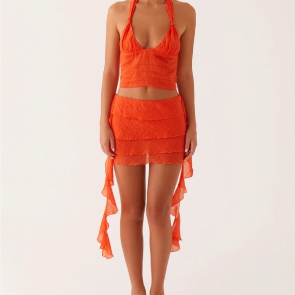 Peppermayo women’s End of Us orange flirty mini skirt. - Picture 2 of 4